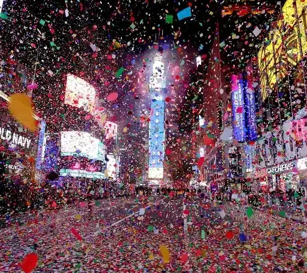 Auld Lang Syne plays on New Year's Eve in Times Square 2021.