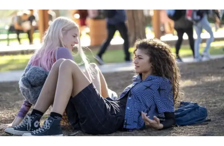 Zendaya and Hunter Schafer in an episode of "Euphoria" (2019)
