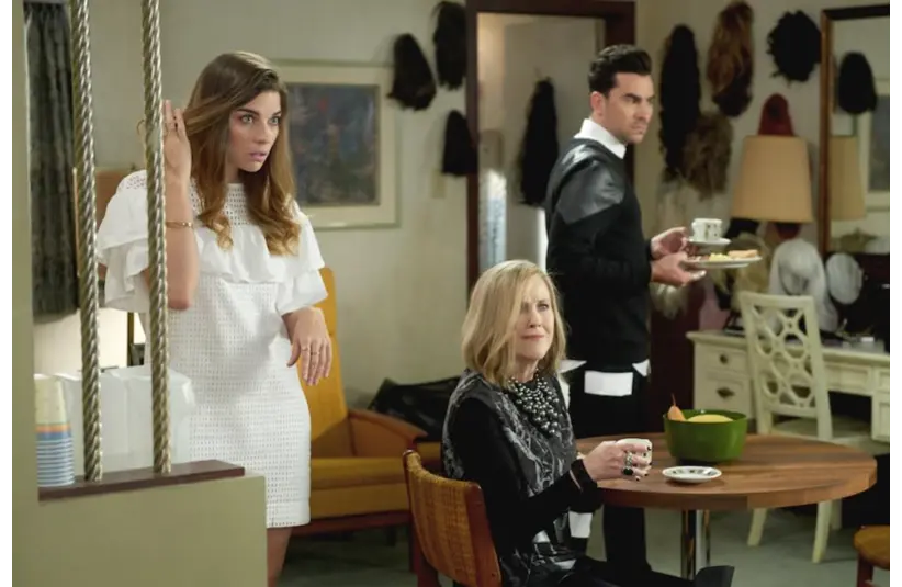 Annie Murphy, Catherine O'Hara, and Dan Levy in an episode of "Schitt's Creek"