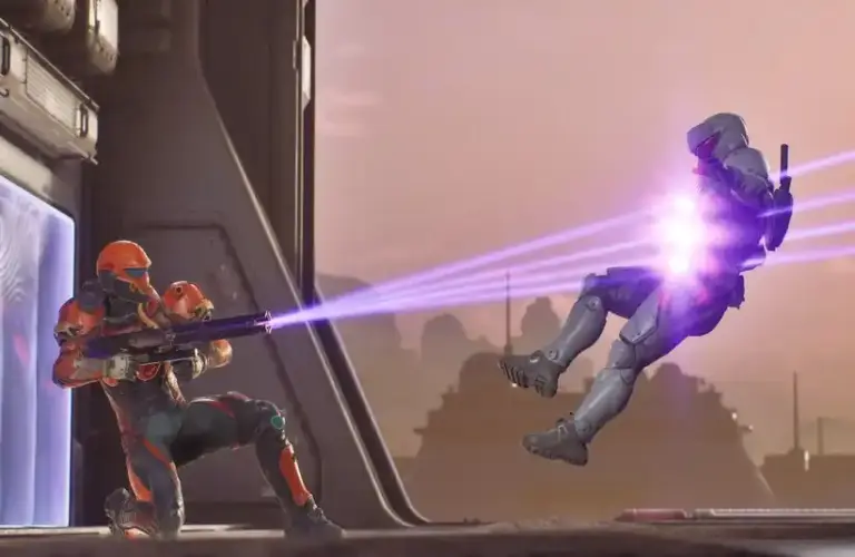 Splitgate Arena Reloaded two-player combat scene