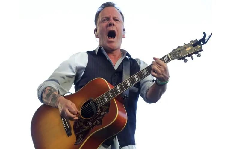 Apr 30, 2017; Indio, CA, USA; Kiefer Sutherland performs during the Stagecoach Country Music Festival at Empire Polo Club. Mandatory Credit: Jay Calderon/The Desert Sun via USA TODAY NETWORK. © Jay Calderon-Imagn Images