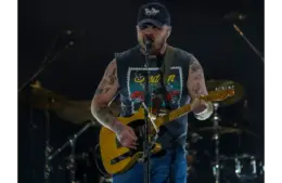 Zach Bryan arrives on stage for his headlining set on the Mane Stage at Stagecoach country music festival in Indio, Calif., Friday, April 25, 2025. His new album comes out Friday, January 9, 2026.