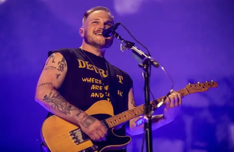Zach Bryan performs at Ford Field in Detroit on his "Quittin' Time" Tour on Thursday, June 20, 2024.