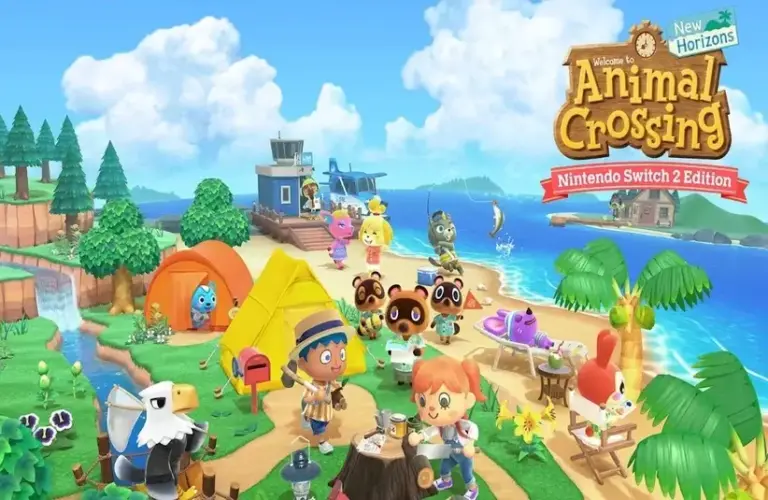 The main cover art for Animal Crossing: New Horizons, developed by Nintendo.
