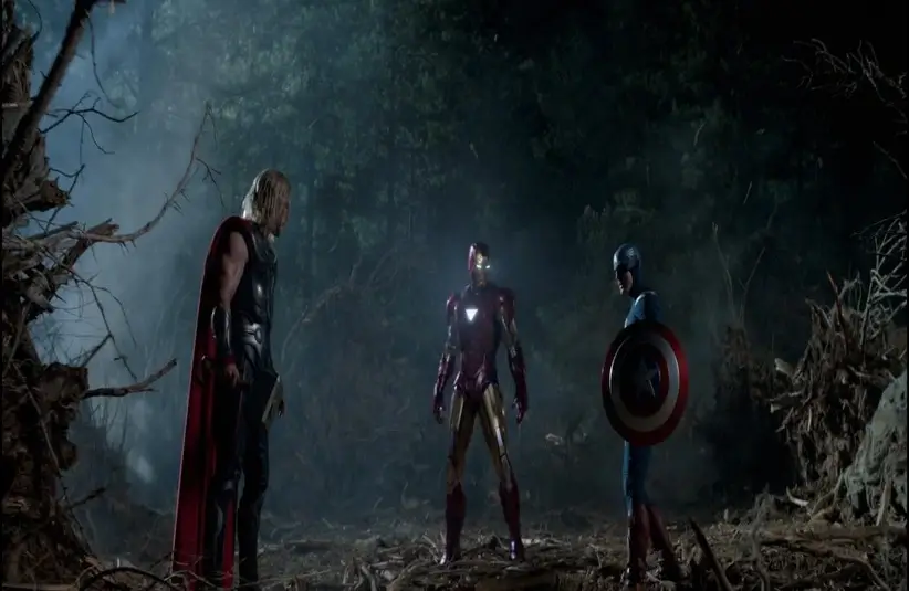 Thor, Iron Man, and Captain America in The Avengers
