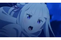 Close-up of Emilia, the heroine at the center of the Re:Zero season 4 finale