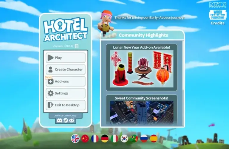 The menu of Hotel Architect