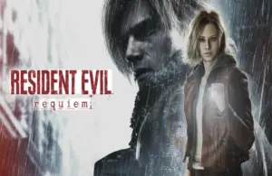 Resident Evil Requiem poster with Leon and Grace