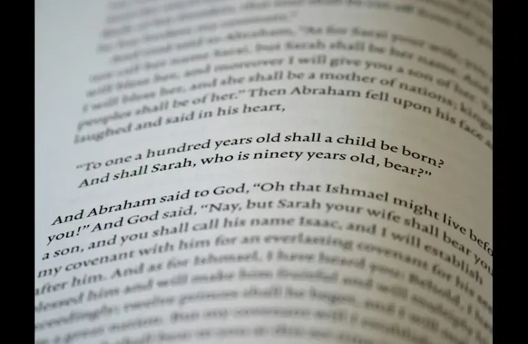 In daily devotion, a Bible is open to a passage in Genesis.