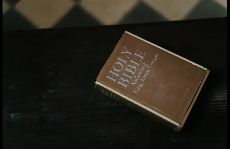 The daily devotion shows a brown KJV bible.