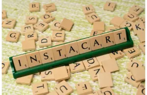 food delivery, best/A wooden block with the word instacart written on it