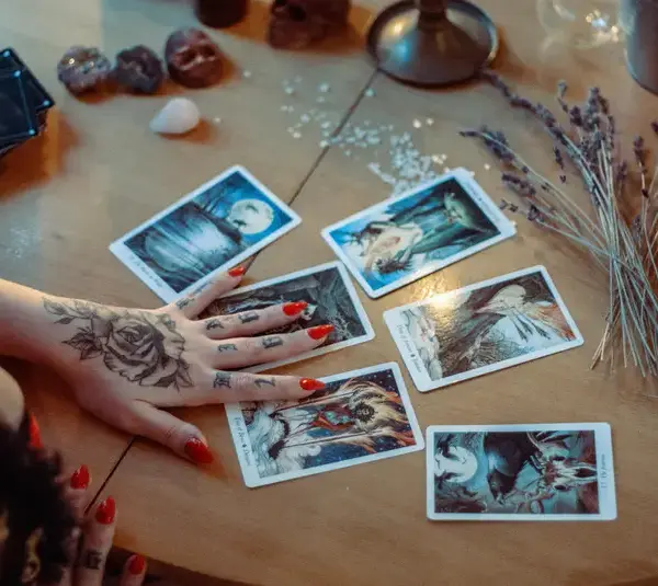 Assorted Tarot Cards On Table
