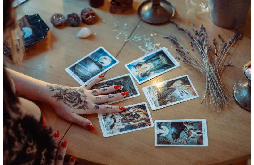 Assorted Tarot Cards On Table