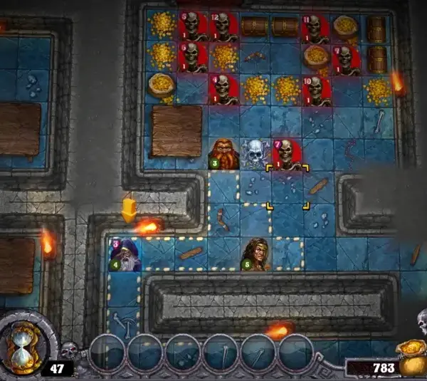A dungeon battle with skeletons in Dark Quest