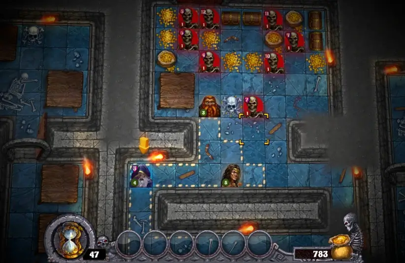 A dungeon battle with skeletons in Dark Quest