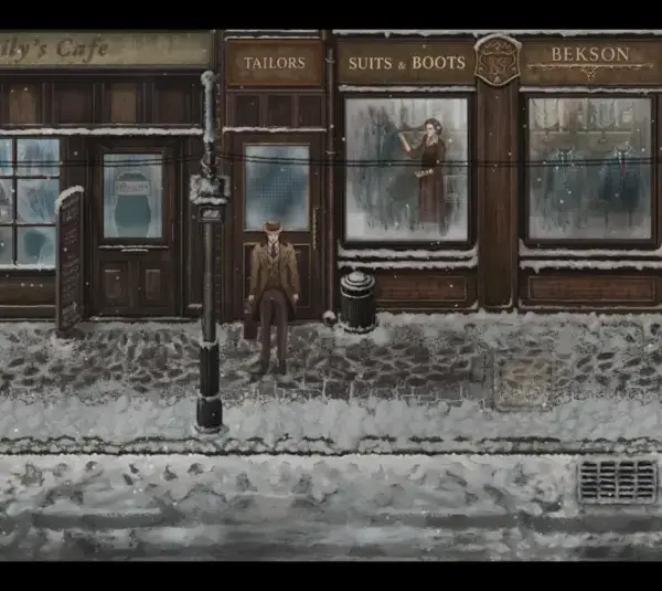 A snowy street in Hollow Mire