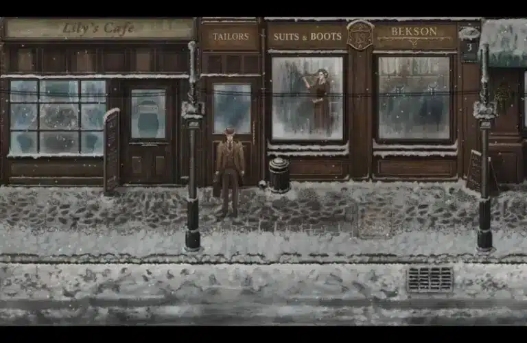 A snowy street in Hollow Mire