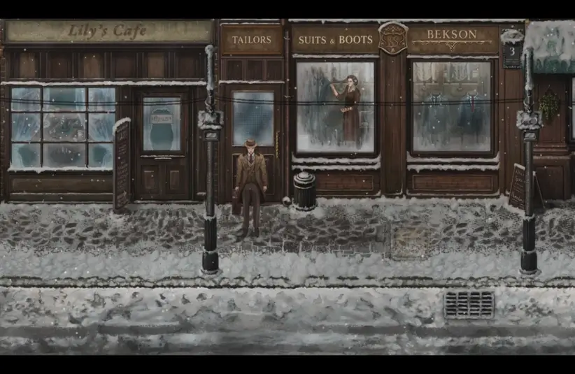 A snowy street in Hollow Mire