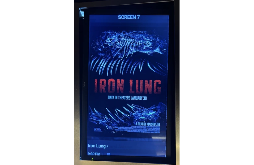 A photo of a theater's movie poster for Markiplier's Iron Lung