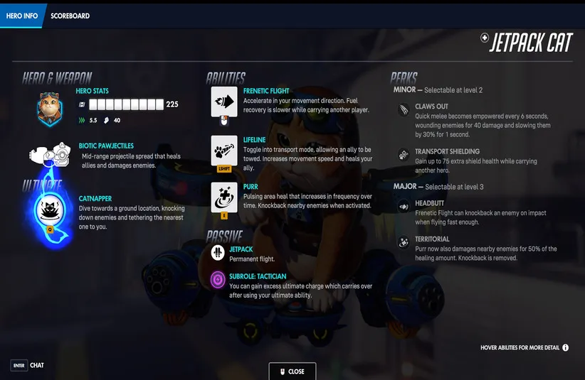 Jetpack Cat's Kit in Overwatch Season 1