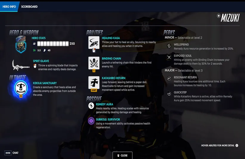 Mizuki's Kit in Season 1 of Overwatch