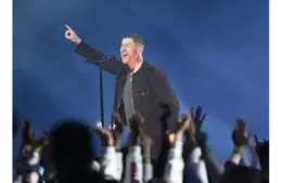 Nick Jonas sings during the half time show at BC Place Winnipeg blue Bombers against Toronto Argonauts. He has a new album out on February 6.