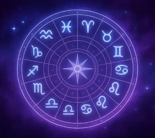 Purple Night Sky Zodiac Wheel