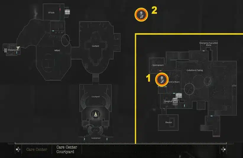 Care Center Courtyard Map in Resident Evil Requiem