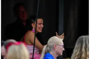 Actress Millie Bobby Brown watches from a VIP tent before Taylor Swift performers during the first night of the Cincinnati stop of the Eras Tour at Paycor Stadium in downtown Cincinnati on Friday, June 30, 2023. © Sam Greene / USA TODAY NETWORK via Imagn Images