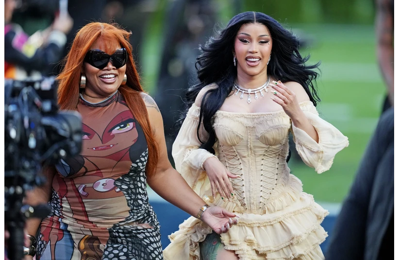 Feb 8, 2026; Santa Clara, CA, USA; Cardi B arrives for the half time show at the game between New England Patriots and Seattle Seahawks in Super Bowl LX at Levi's Stadium. Mandatory Credit: Cary Edmondson-Imagn Images