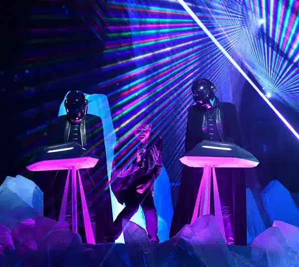 Feb 12, 2017; Los Angeles, CA, USA; The Weekend featuring Daft Punk performs during the 59th Annual Grammy Awards at Staples Center. Mandatory Credit: Robert Hanashiro-USA TODAY NETWORK