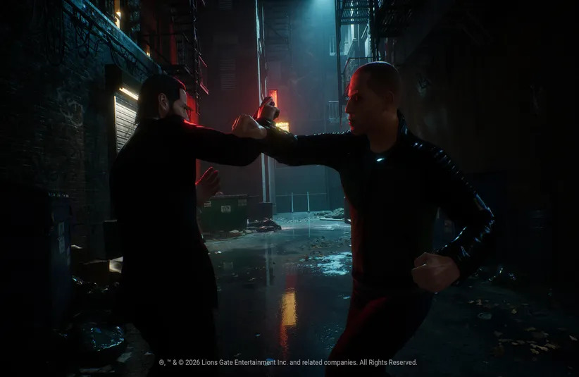 John Wick and unnamed assailant hand to hand combat in John Wick video game