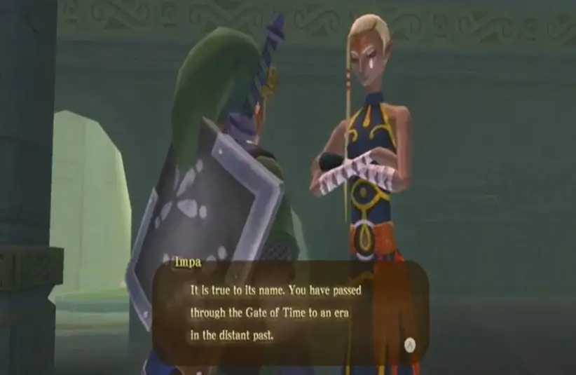 Link and Impa from The Legend of Zelda: Skyward Sword