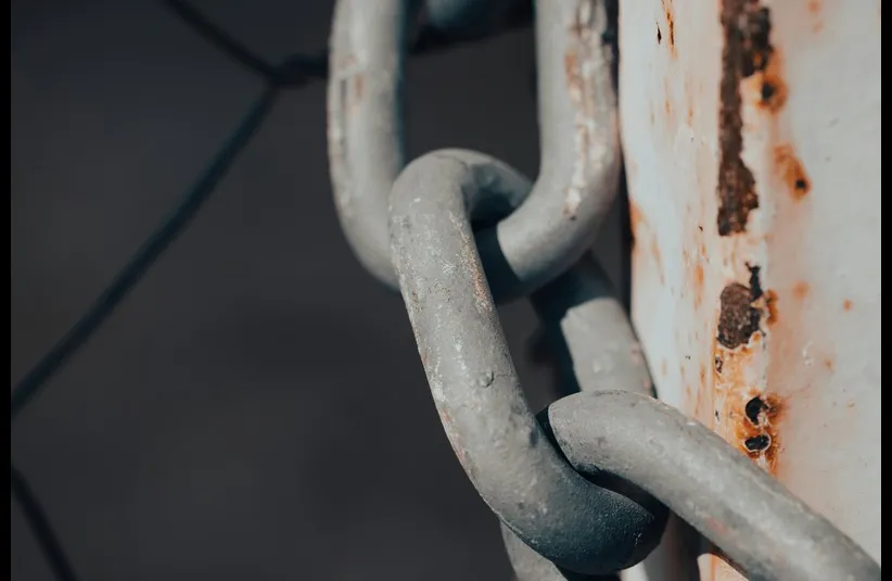 In Black History, a chain is displayed representing  bondage. 