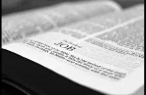 Daily devotion shows open bible to Job.
