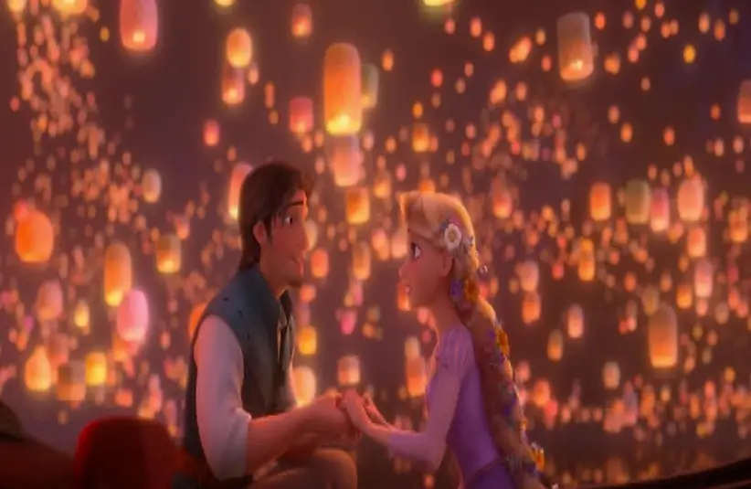Rapunzel and Flynn in Tangled, one of the best date movies.