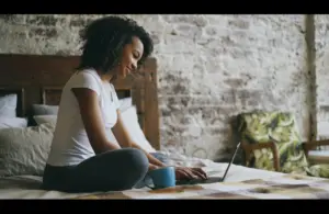 A woman showing work-life balance