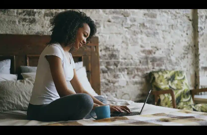 A woman showing work-life balance