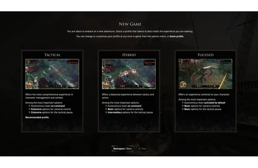 New Game Difficulty options