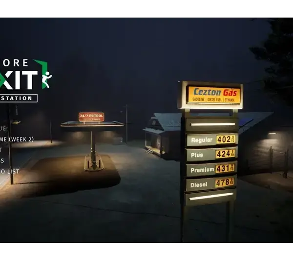 Screenshot showing the menu screen for Before Exit: Gas Station