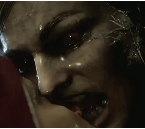 Resident Evil Requiem, infected woman attacking bystander's face