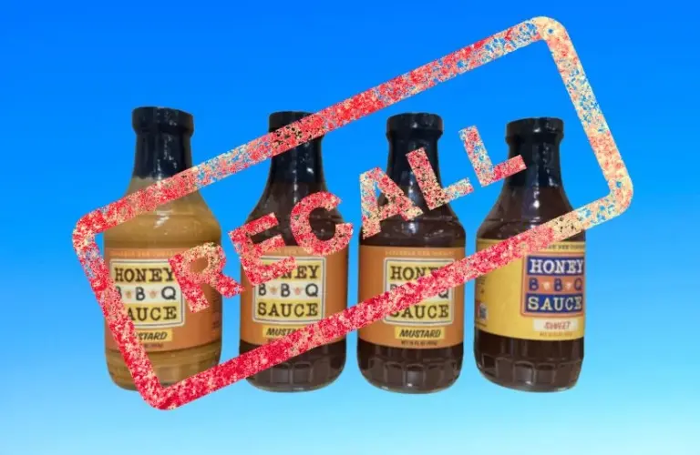 Image of Savannah Bee Honey BBQ Sauce-Mustard with Recall stamped over them