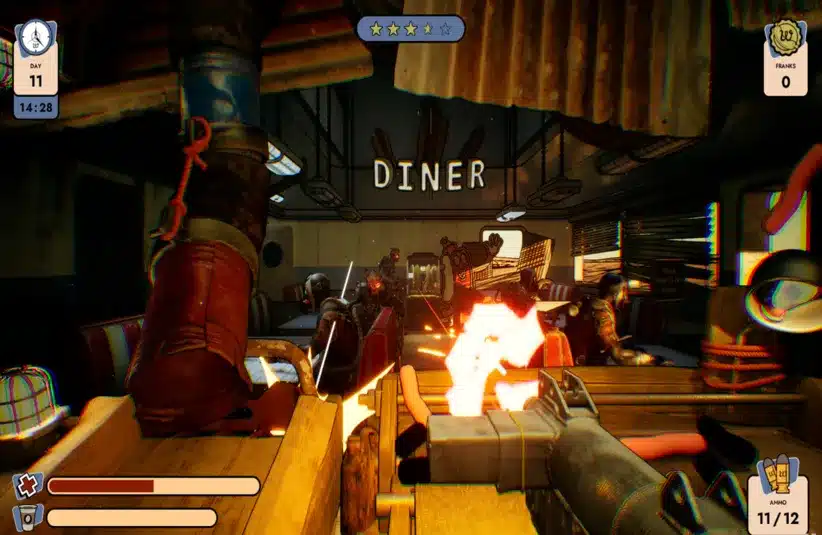 shooting a raider in Doomsday Diner