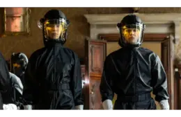 Rebecca Hall and Evan Peters in "The Beauty" (2026). Courtesy of FX