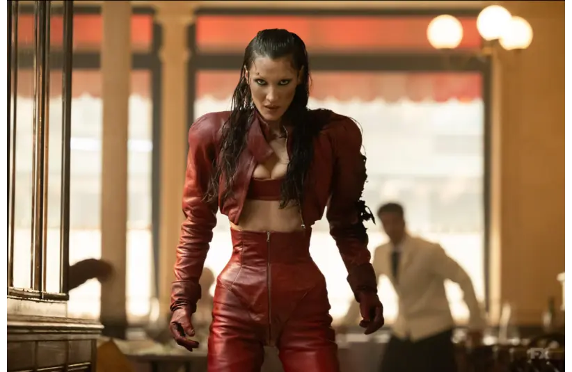 Bella Hadid in "The Beauty" (2026). Courtesy of FX