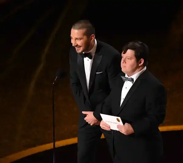 Actor Shia LaBeouf and Zack Gottsagen