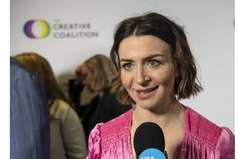 May 5, 2019; Washington, DC, USA; Caterina Scorsone talks on the red carpet at the The Creative Coalition s annual gala about lobbying Congress for support for the arts. Mandatory Credit: Hannah Gaber-USA TODAY