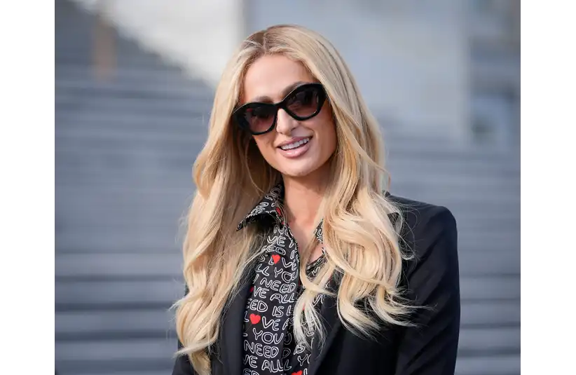 Paris Hilton poses on Capitol Hill on Tuesday, Dec. 17, 2024 while supporting the Stop Institutional Child Abuse Act, which passed the Senate unanimously and is set for a floor vote in the House of Representatives before 118th Congress breaks for the holidays.© Jack Gruber / USA TODAY NETWORK via Imagn Images