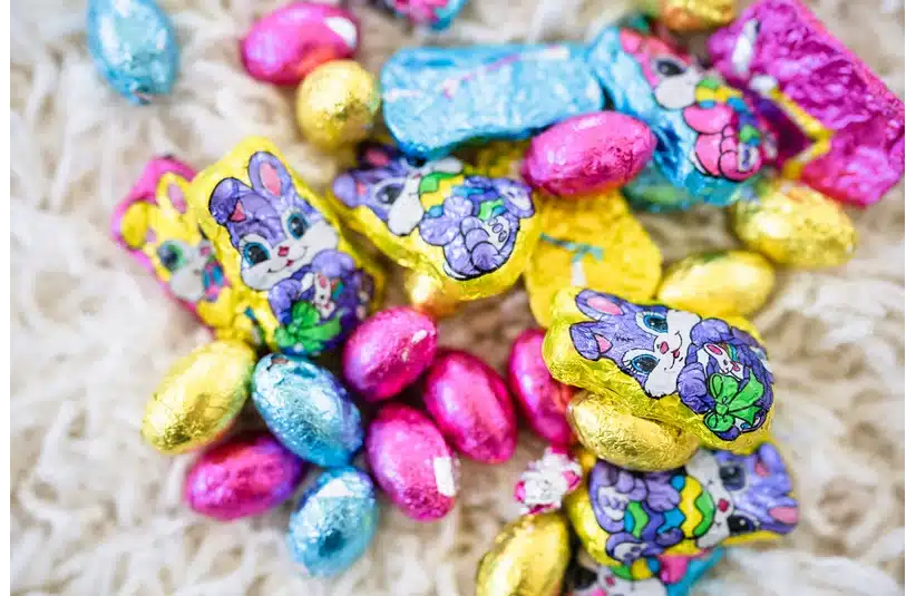 A colorful assortment of Easter chocolate.