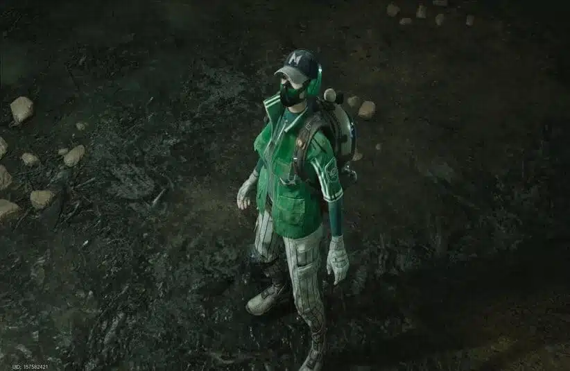 a Once Human character looking up at the sky.